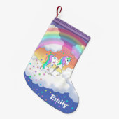 Kleurrijke regenboog Unicorn en sterren Kleine Kerstsok (Voorkant (Hangend))