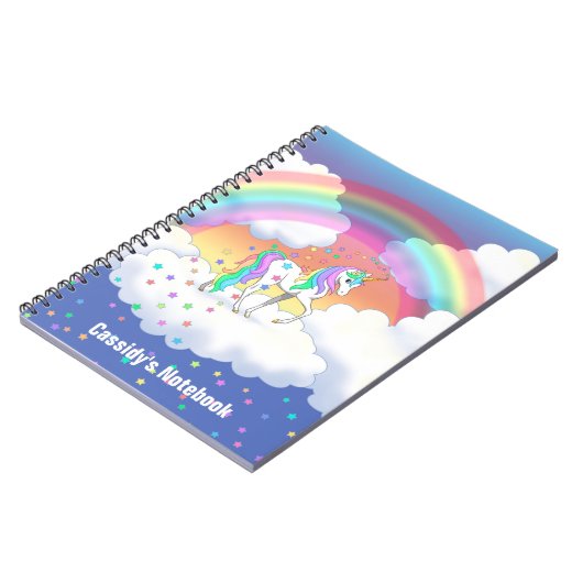 Kleurrijke regenboog Unicorn en sterren Notitieboek (Linkerzijde)