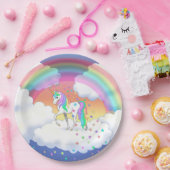 Kleurrijke regenboog Unicorn en sterren Papieren Bordje (Feest)