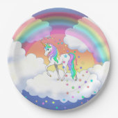 Kleurrijke regenboog Unicorn en sterren Papieren Bordje (Voorkant)