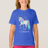 Kleurrijke regenboog Unicorn en sterren T-shirt (Voorkant)