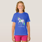 Kleurrijke regenboog Unicorn en sterren T-shirt (Voorkant volledig)
