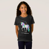 Kleurrijke regenboog Unicorn en sterren T-shirt (Voorkant volledig)