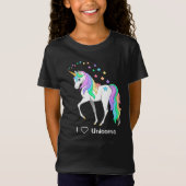 Kleurrijke regenboog Unicorn en sterren T-shirt (Voorkant)