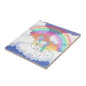Kleurrijke regenboog Unicorn en sterren Tegeltje (Zijkant)