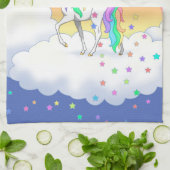 Kleurrijke regenboog Unicorn en sterren Theedoek (Gevouwen)