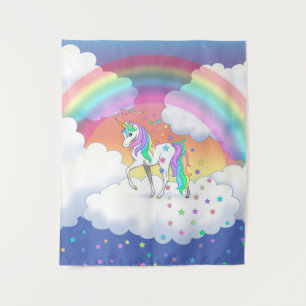 Kleurrijke regenboog Unicorn en sterren Wandkleed