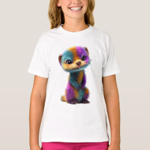 Kleurrijke Regenboog Vacht Wezel Illustratie Kinde T-shirt