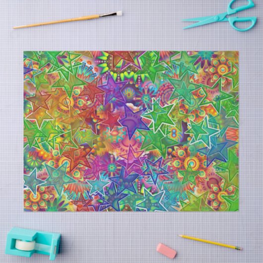 Kleurrijke Regenboog van Sterren Weefselpapier Tissuepapier (Craft)