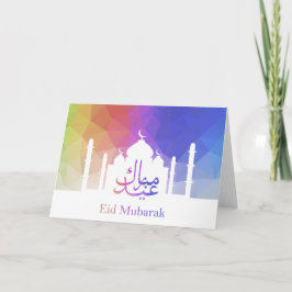 Kleurrijke Regenboog Veelhoekige Eid - Wenskaart Feestdagen Kaart