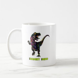 Kleurrijke Regenboog Velociraptor Dinosaurus Kunst Koffiemok