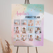 Kleurrijke regenboog verjaardag foto mijlpaal teke poster