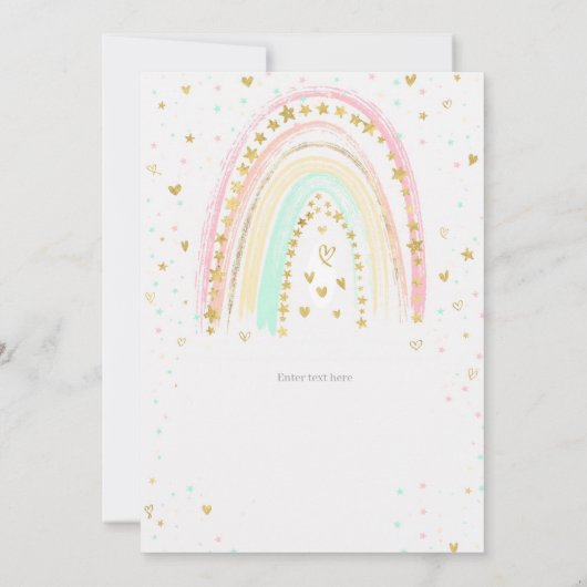 Kleurrijke Regenboog Verjaardag Uitnodigen, Regenb Kaart (Achterkant)