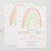 Kleurrijke Regenboog Verjaardag Uitnodigen, Regenb Kaart (Voorkant / Achterkant)