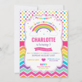 Kleurrijke regenboog verjaardagsfeestje meisje kaart (Voorkant)