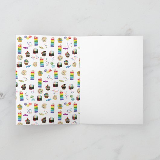 Kleurrijke Regenboog Verjaardagstaart Verjaardagsf Bedankkaart (Binnen)