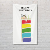 Kleurrijke Regenboog Verjaardagstaart Verjaardagsf Spandoek