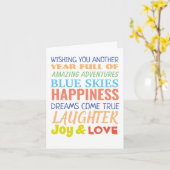 Kleurrijke regenboog Verjaardagswensen gepersonali Kaart (Gele Bloem)