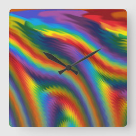 Kleurrijke Regenboog Vierkante Klok