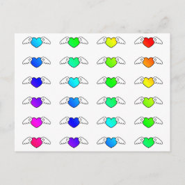 Kleurrijke regenboog vliegende harten trots liefde briefkaart