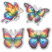 Kleurrijke Regenboog Vlinder Set Waterdicht Sticker (Voorkant)