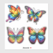 Kleurrijke Regenboog Vlinder Set Waterdicht Sticker (Vel)