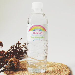 Kleurrijke Regenboog Waterfles Label Verjaardagsfe Etiket