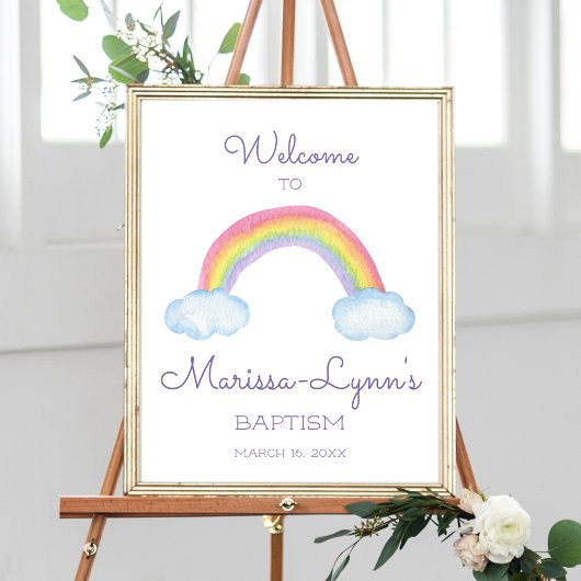 Kleurrijke regenboog welkom in Baptism Christening Poster