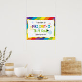 Kleurrijke regenboog Welkom op schoolbord Poster (Keuken)