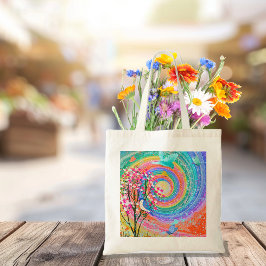 Kleurrijke Regenboog Wildflowers Vogels Vlinders Tote Bag