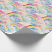 Kleurrijke regenboog, wolk en ster cadeaupapier (Hoek)