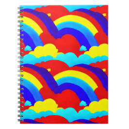 Kleurrijke Regenboog Wolken Kinderen Patroon  Notitieboek