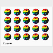 Kleurrijke regenboog yin yang ronde sticker (Vel)