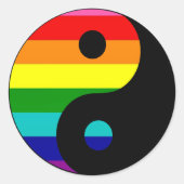 Kleurrijke regenboog yin yang ronde sticker (Voorkant)