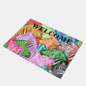 Kleurrijke Regenboog Zebra Welkom Deurmat (Schuin)