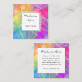 Kleurrijke Regenboog Zilver Holografische Luxe Mod Vierkante Visitekaartje (Voorkant / Achterkant)