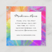 Kleurrijke Regenboog Zilver Holografische Luxe Mod Vierkante Visitekaartje (Achterkant)