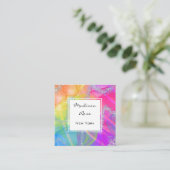Kleurrijke Regenboog Zilver Holografische Luxe Mod Vierkante Visitekaartje (Staand voorkant)