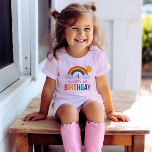 Kleurrijke Regenboog Zonneschijn Verjaardag Kinder T-shirt