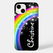 Kleurrijke regenboog zwarte sterrenhemel Case-Mate iPhone case (Achterkant)