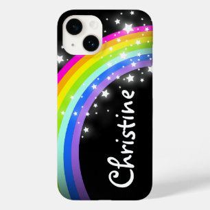 Kleurrijke regenboog zwarte sterrenhemel Case-Mate iPhone 14 hoesje