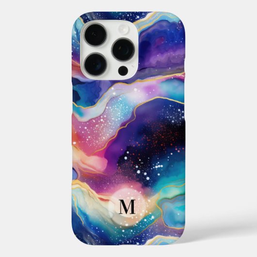 Kleurrijke regenboogagaat glitter textuur monogram Case-Mate iPhone case (Achterkant)