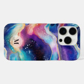 Kleurrijke regenboogagaat glitter textuur monogram Case-Mate iPhone case (Achterkant (horizontaal))