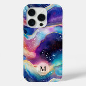 Kleurrijke regenboogagaat glitter textuur monogram Case-Mate iPhone case (Achterkant)