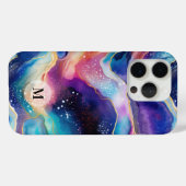 Kleurrijke regenboogagaat glitter textuur monogram Case-Mate iPhone case (Achterkant (horizontaal))