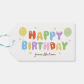 Kleurrijke regenboogballon Eenvoudige Gelukkige Ve Cadeaulabel (Achterkant Horizontaal)