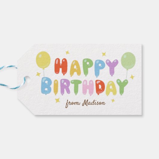 Kleurrijke regenboogballon Eenvoudige Gelukkige Ve Cadeaulabel (Achterkant Horizontaal)