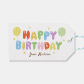 Kleurrijke regenboogballon Eenvoudige Gelukkige Ve Cadeaulabel (Voorkant (Horizontaal))