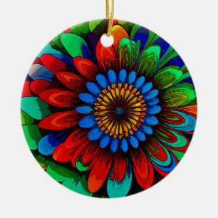 Kleurrijke regenboogbloem 104 keramisch ornament