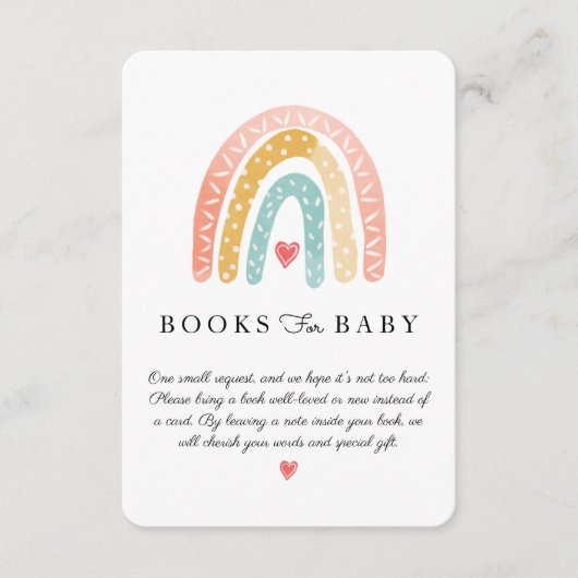 kleurrijke regenboogboeken voor Baby Informatiekaartje (Voorkant)